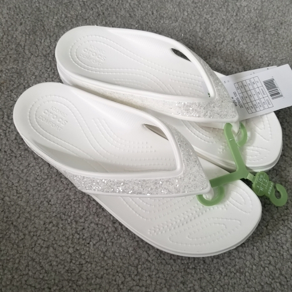 Crocs Womens Sloane Glitter Flip Flop Wedge Sandals - Picture 1 of 6